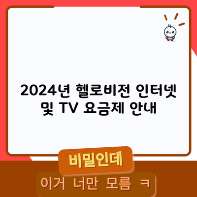 2024년 헬로비전 인터넷 및 TV 요금제 안내