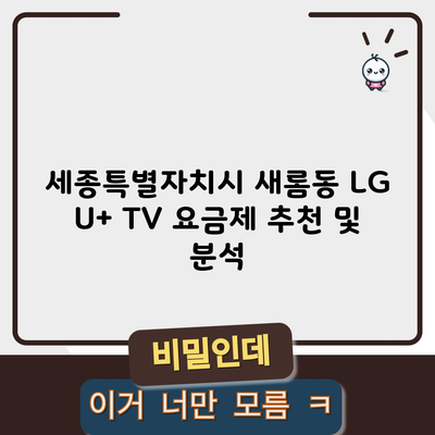 세종특별자치시 새롬동 LG U+ TV 요금제 추천 및 분석