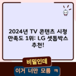 2024년 TV 콘텐츠 시청 만족도 1위: LG 셋톱박스 추천!