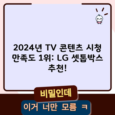 2024년 TV 콘텐츠 시청 만족도 1위: LG 셋톱박스 추천!