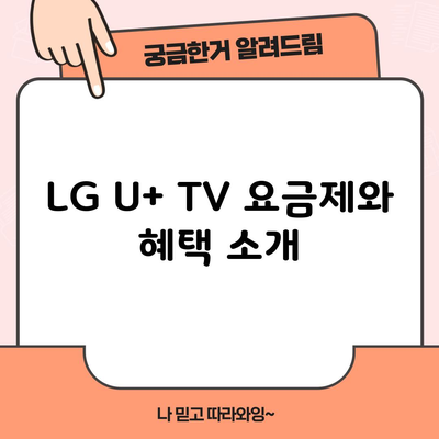 LG U+ TV 요금제와 혜택 소개