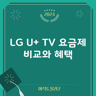 LG U+ TV 요금제 비교와 혜택