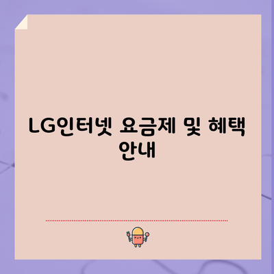 LG인터넷 요금제 및 혜택 안내