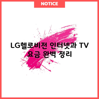 LG헬로비전 인터넷과 TV 요금 완벽 정리