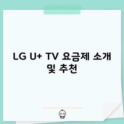 LG U+ TV 요금제 소개 및 추천