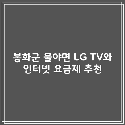 봉화군 물야면 LG TV와 인터넷 요금제 추천