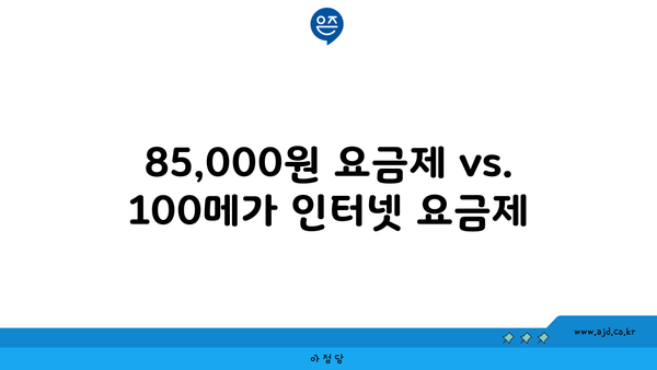 85,000원 요금제 vs. 100메가 인터넷 요금제