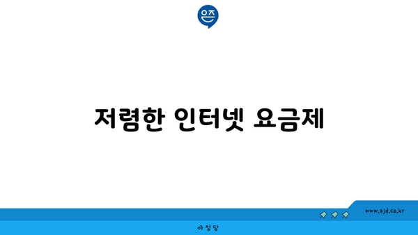 저렴한 인터넷 요금제