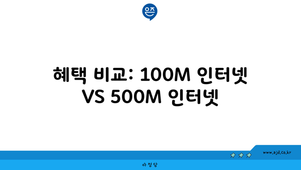 혜택 비교: 100M 인터넷 VS 500M 인터넷