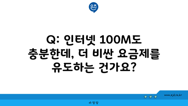 Q: 인터넷 100M도 충분한데, 더 비싼 요금제를 유도하는 건가요?