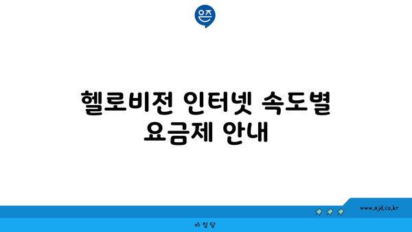 헬로비전 인터넷 속도별 요금제 안내