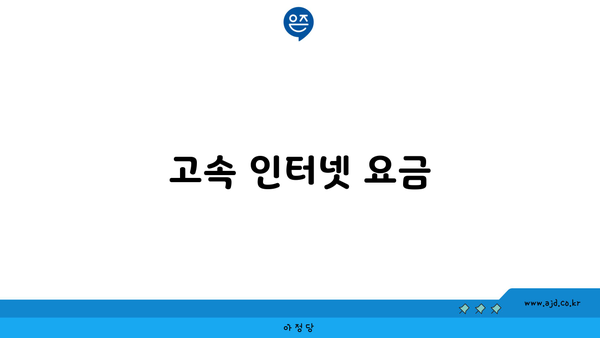 고속 인터넷 요금