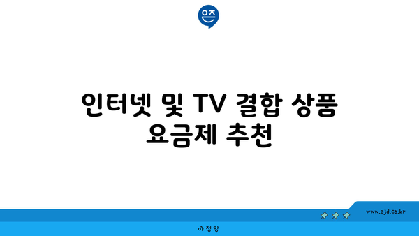 인터넷 및 TV 결합 상품 요금제 추천