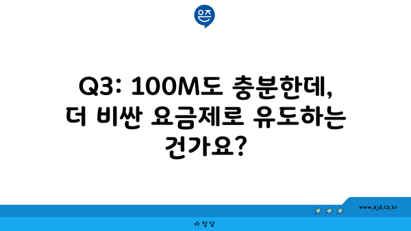 Q3: 100M도 충분한데, 더 비싼 요금제로 유도하는 건가요?