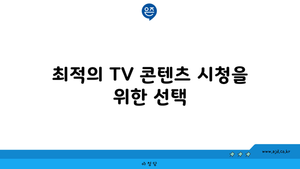 최적의 TV 콘텐츠 시청을 위한 선택