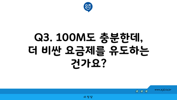 Q3. 100M도 충분한데, 더 비싼 요금제를 유도하는 건가요?