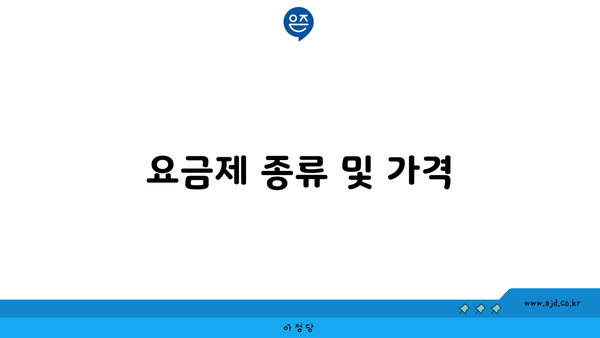 요금제 종류 및 가격