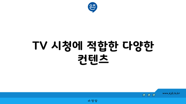 TV 시청에 적합한 다양한 컨텐츠