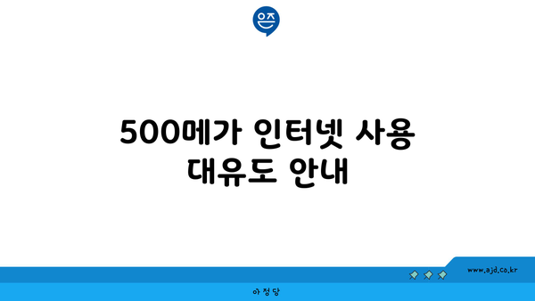 500메가 인터넷 사용 대유도 안내