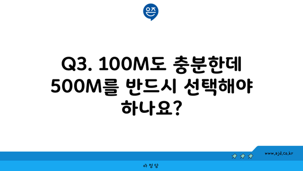 Q3. 100M도 충분한데 500M를 반드시 선택해야 하나요?