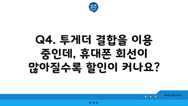 Q4. 투게더 결합을 이용 중인데, 휴대폰 회선이 많아질수록 할인이 커나요?