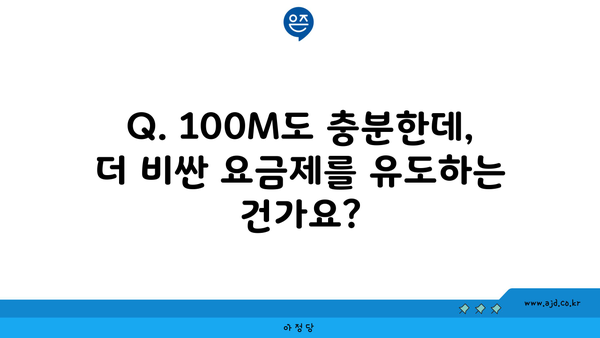 Q. 100M도 충분한데, 더 비싼 요금제를 유도하는 건가요?