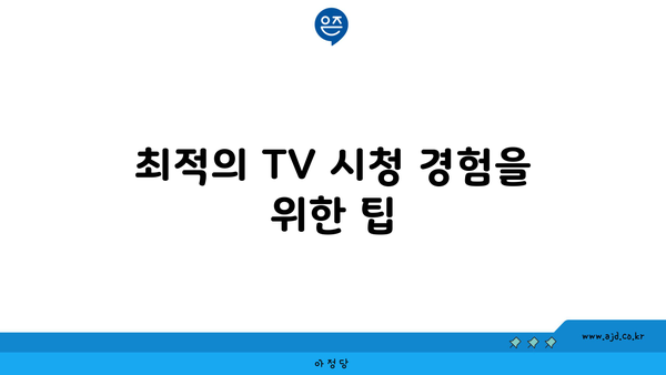 최적의 TV 시청 경험을 위한 팁