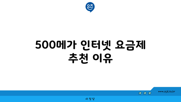 500메가 인터넷 요금제 추천 이유