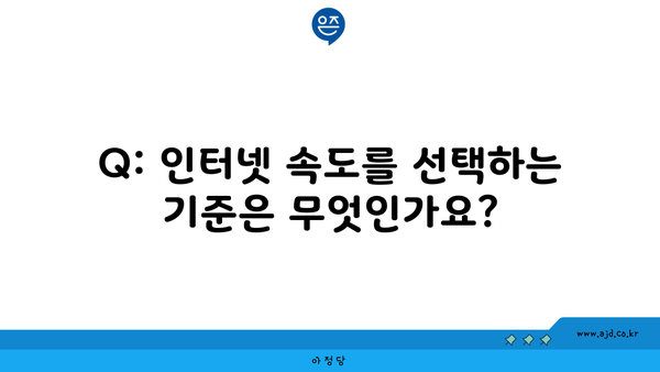 Q: 인터넷 속도를 선택하는 기준은 무엇인가요?