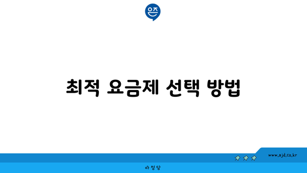 최적 요금제 선택 방법