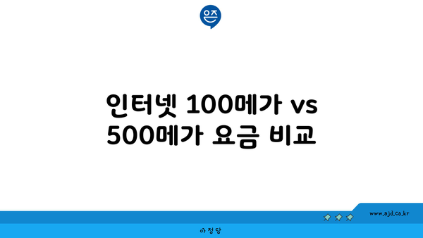 인터넷 100메가 vs 500메가 요금 비교