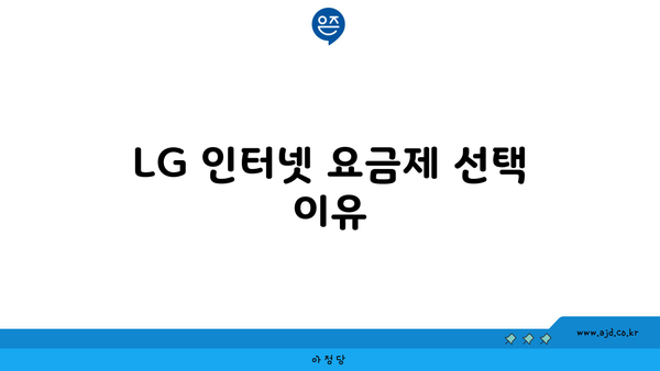 LG 인터넷 요금제 선택 이유