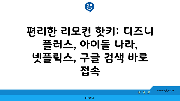 편리한 리모컨 핫키: 디즈니 플러스, 아이들 나라, 넷플릭스, 구글 검색 바로 접속