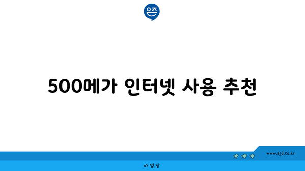 500메가 인터넷 사용 추천