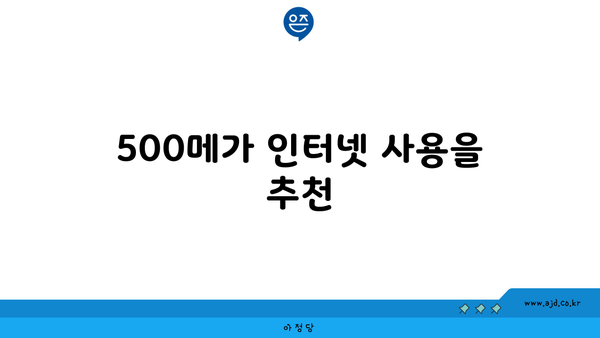 500메가 인터넷 사용을 추천