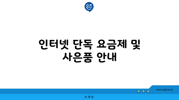 인터넷 단독 요금제 및 사은품 안내