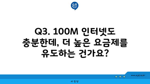 Q3. 100M 인터넷도 충분한데, 더 높은 요금제를 유도하는 건가요?