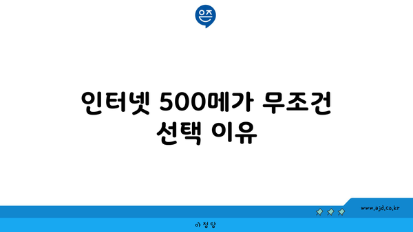 인터넷 500메가 무조건 선택 이유