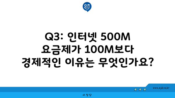 Q3: 인터넷 500M 요금제가 100M보다 경제적인 이유는 무엇인가요?