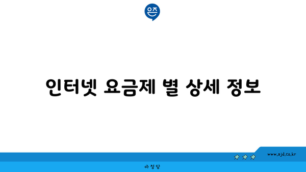 인터넷 요금제 별 상세 정보