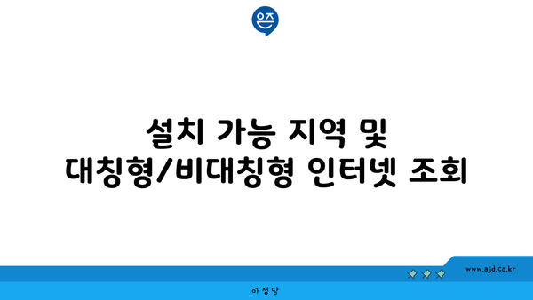 설치 가능 지역 및 대칭형/비대칭형 인터넷 조회