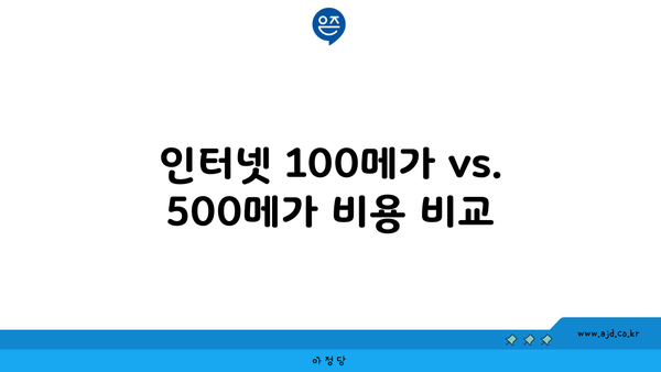 인터넷 100메가 vs. 500메가 비용 비교