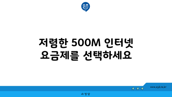 저렴한 500M 인터넷 요금제를 선택하세요