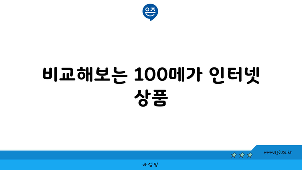 비교해보는 100메가 인터넷 상품