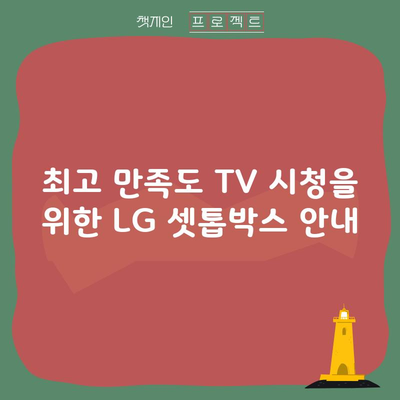 최고 만족도 TV 시청을 위한 LG 셋톱박스 안내