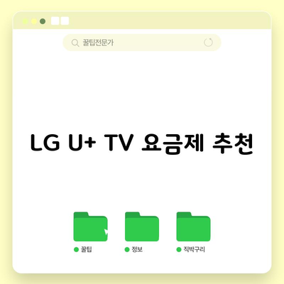 LG U+ TV 요금제 추천