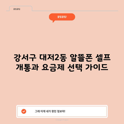 강서구 대저2동 알뜰폰 셀프 개통과 요금제 선택 가이드