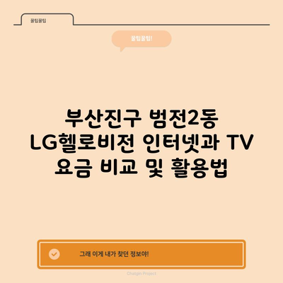 부산진구 범전2동 LG헬로비전 인터넷과 TV 요금 비교 및 활용법