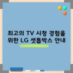 최고의 TV 시청 경험을 위한 LG 셋톱박스 안내