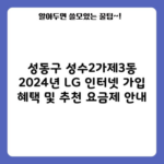 성동구 성수2가제3동 2024년 LG 인터넷 가입 혜택 및 추천 요금제 안내